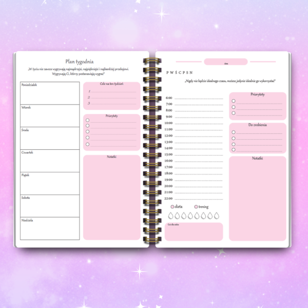 Stwórz swój Planer kalendarz różowe wnętrze