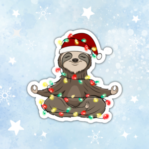 naklejka świąteczna, naklejka świąteczny leniwiec, naklejka leniwiec