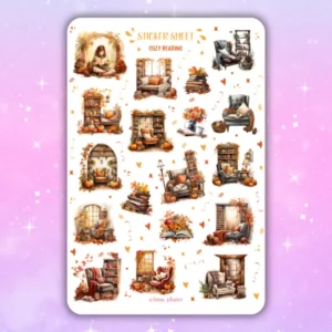 Naklejki bullet journal PRZYTULNE CZYTANIE