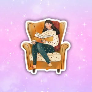 Naklejka KOBIETA CZYTAJĄCA KSIĄŻKĘ