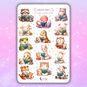 Naklejki bullet journal ZWIERZĄTKA CZYTAJĄCE KSIĄŻKI