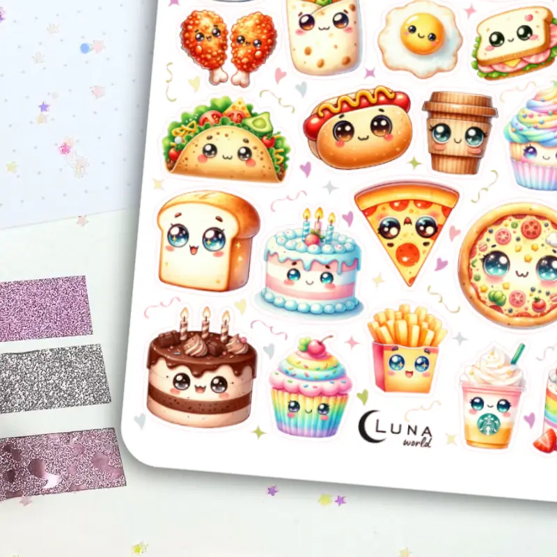 Naklejki Bullet Journal JEDZENIE kawaii