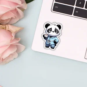 Naklejka PANDA Z KAWĄ