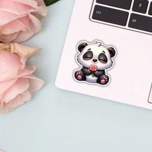 Naklejka PANDA Z KWIATUSZKIEM