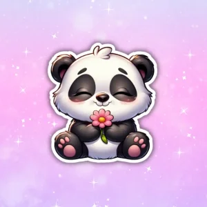 Naklejka PANDA Z KWIATUSZKIEM