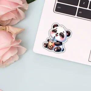 Naklejka PANDA Z BUBBLE TEA