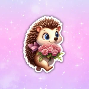 Naklejka JEŻYK Z BUKIETEM