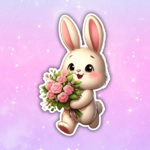 Naklejka KRÓLICZEK Z BUKIETEM