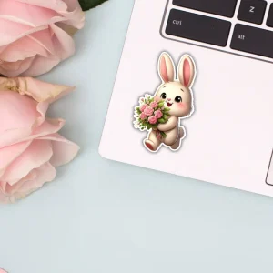 Naklejka KRÓLICZEK Z BUKIETEM