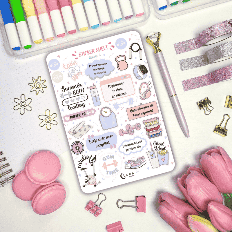 Naklejki Bullet Journal FITNESS