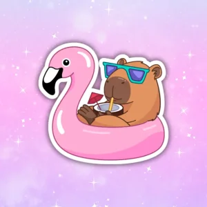 Naklejka KAPIBARA Z FLAMINGIEM