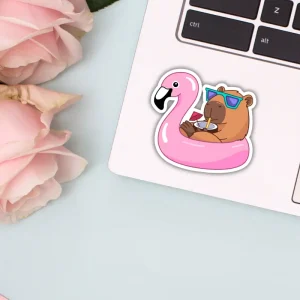 Naklejka KAPIBARA Z FLAMINGIEM