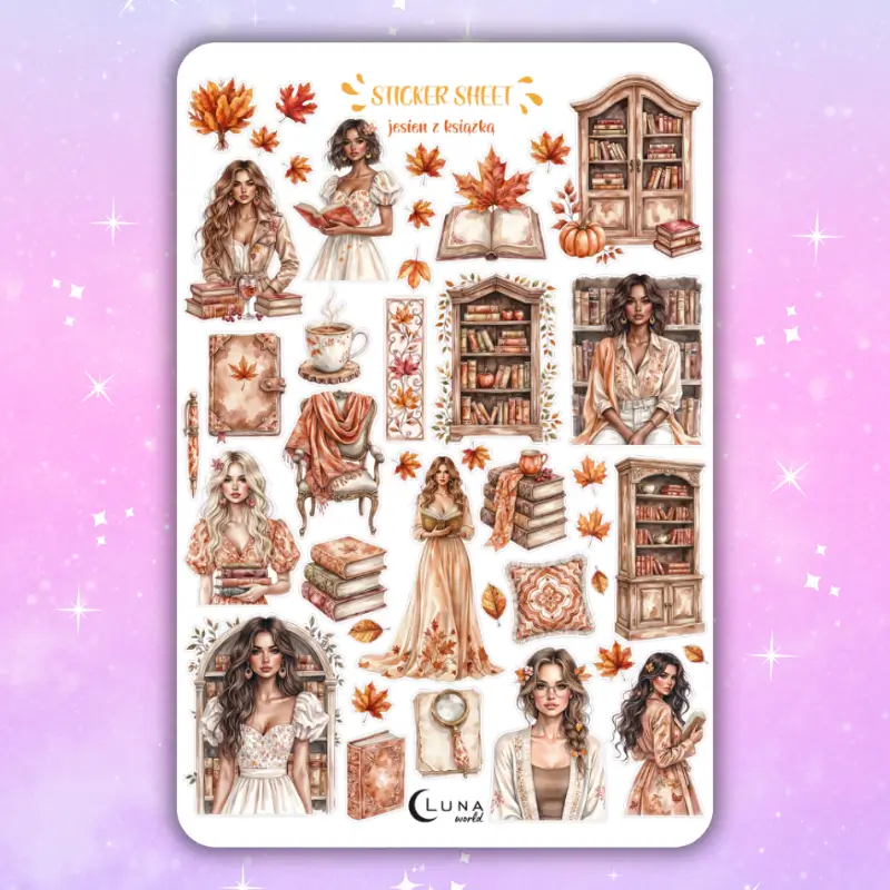 Naklejki bullet journal JESIEŃ Z KSIĄŻKĄ