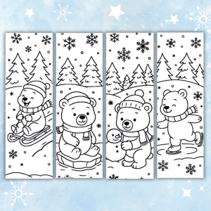 Zestaw zakładek do kolorowania ZIMOWE MISIE