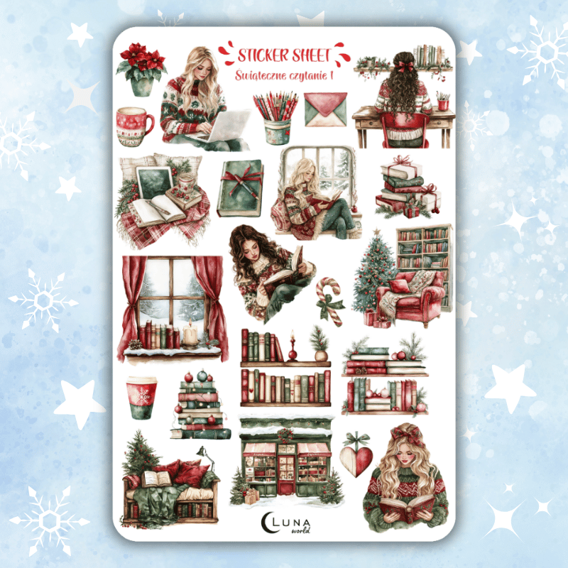 Naklejki bullet journal ŚWIĄTECZNE CZYTANIE 1
