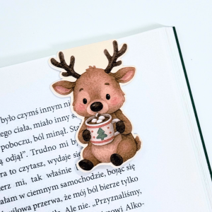 Zakładka magnetyczna RENIFER Z GORĄCĄ CZEKOLADĄ