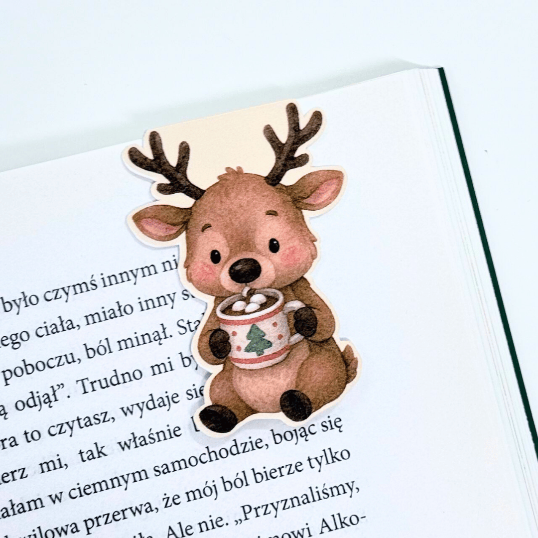 Zakładka magnetyczna RENIFER Z GORĄCĄ CZEKOLADĄ