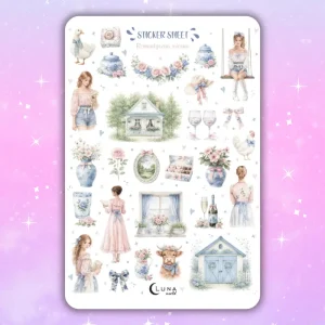 „Romantyczne chwile – vintage naklejki do planera”