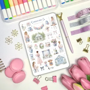 „Romantyczne chwile – vintage naklejki do planera”